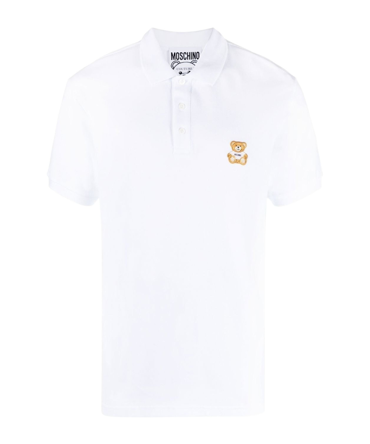 Moschino Short-sleeved Embroidered Polo Shirt In White