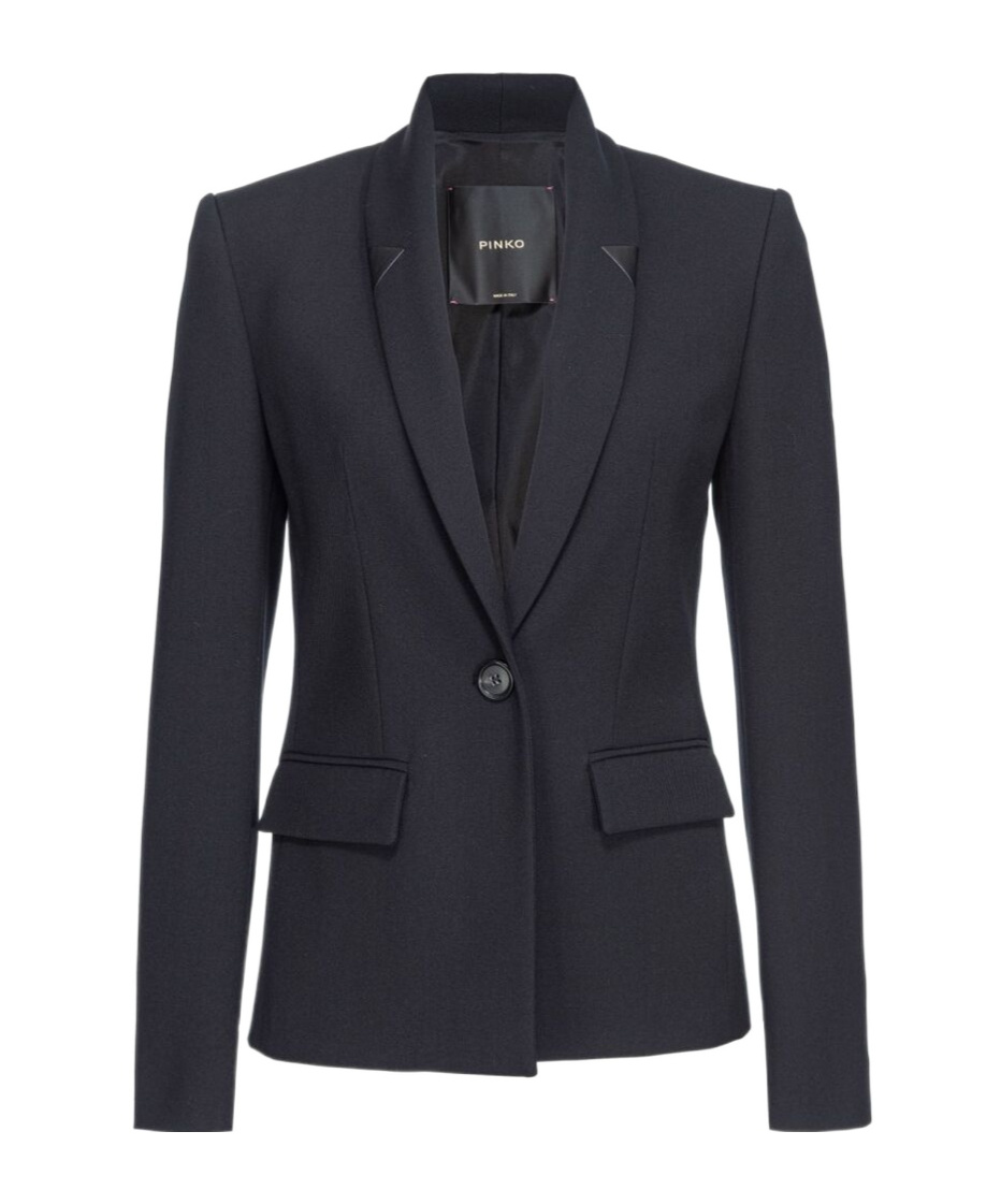 Pinko Shawl-lapel Twill Blazer In Black