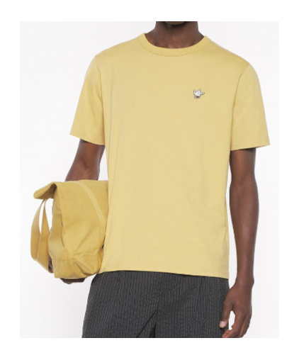 Maison Kitsuné Yellow Barista Fox Patch Relax T-shirt In Yellow
