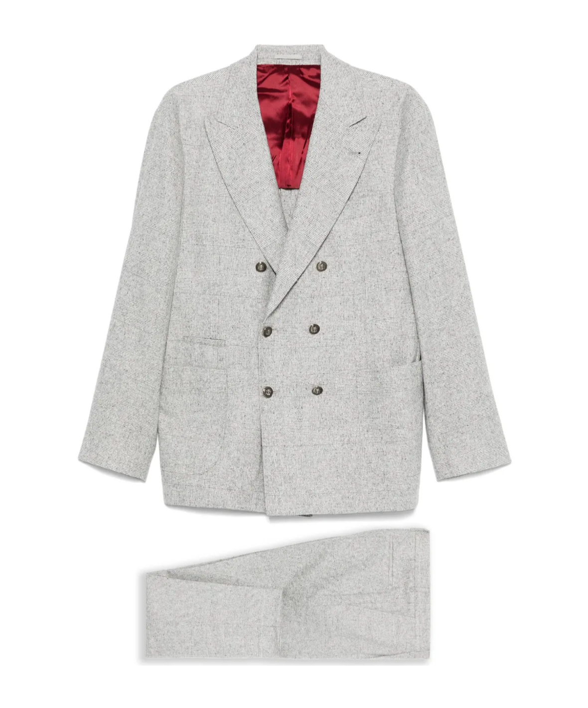 Brunello Cucinelli Men Wool And Silk Double-breasted Suit In Gray