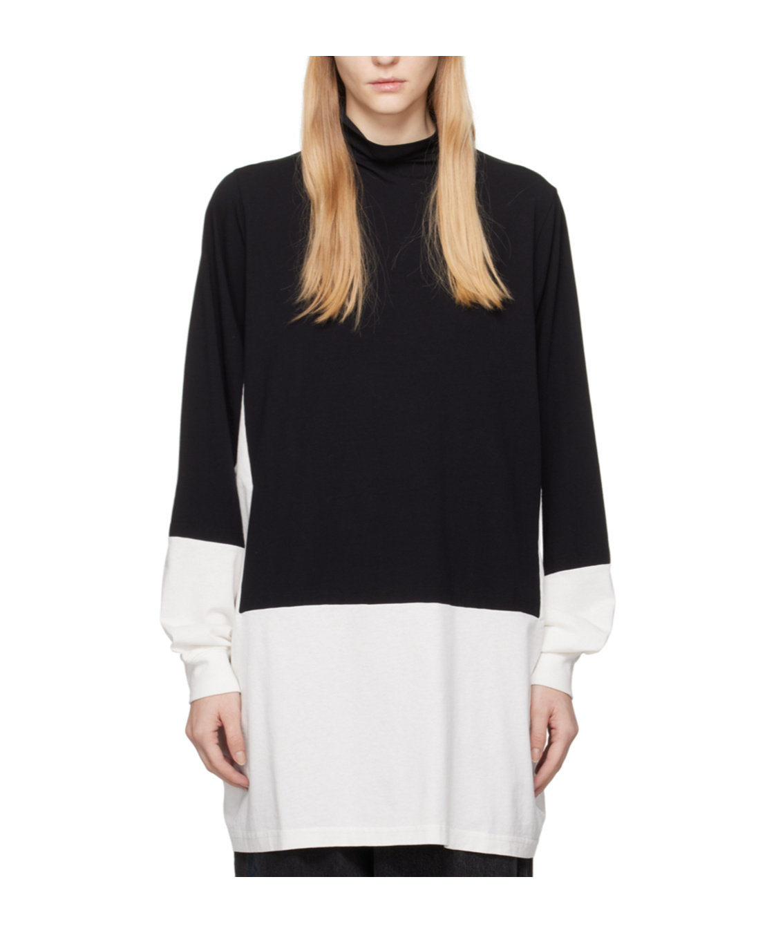 Shop Mm6 Maison Margiela Stitching High-necked Sweaters In Black