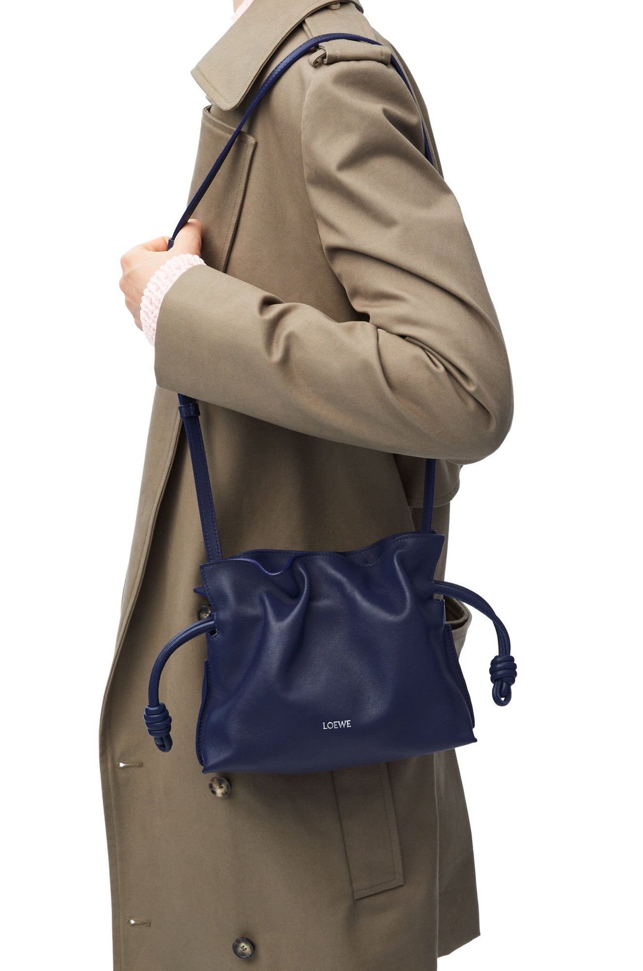 Shop Loewe Mini Flamenco Clutch In Nappa Calfskin In Blue