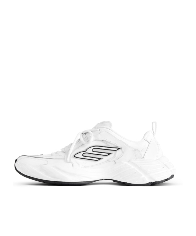 Balenciaga Monday White Low Top Sneakers With Logo Detail And Embossed Size On The Rear In Leather And Fabric M In White