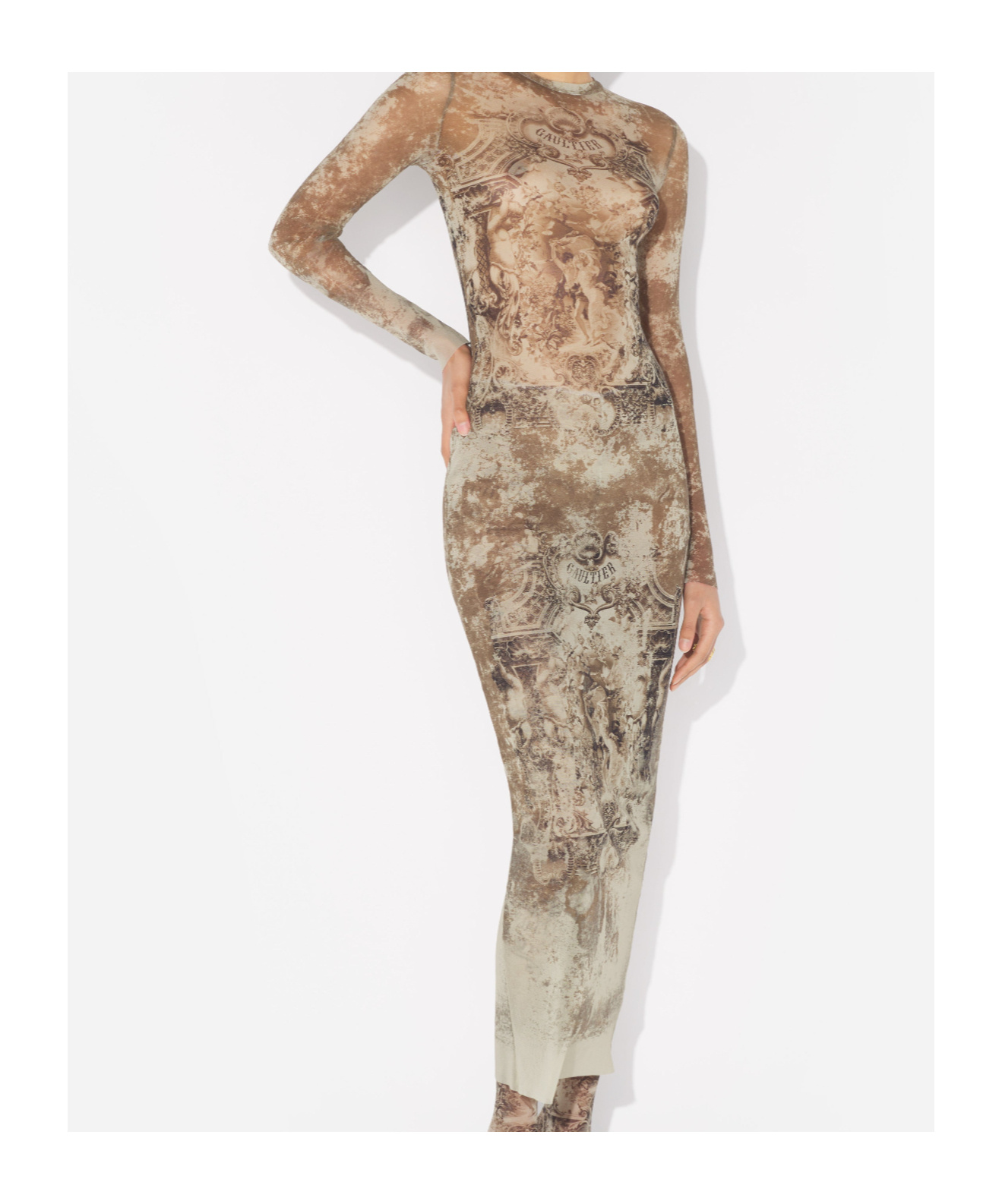 Jean Paul Gaultier The Long Beige Médaillon Dress In Brown