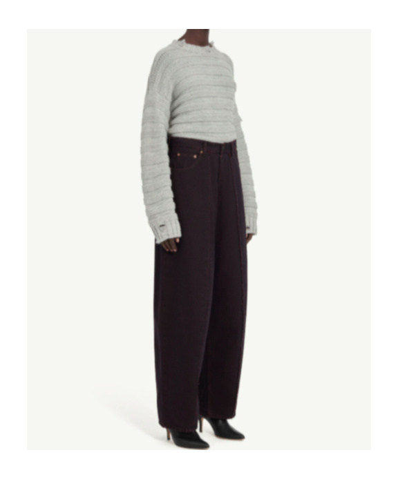Mm6 Maison Margiela Burgundy Wide-leg Jeans In Black