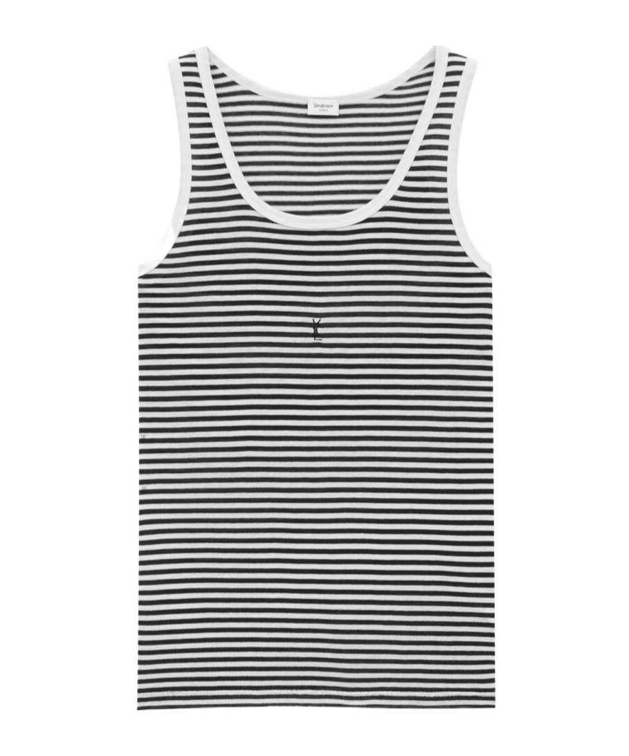 Saint Laurent Striped Tank Top In White