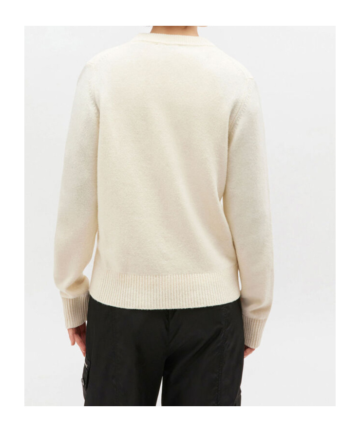 Ganni Crafted Wool Blend Puppy Love Crewneck Sweater In Neutral