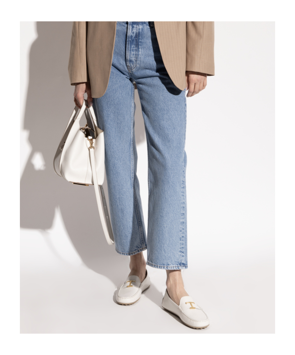 Tod's Round Head Loafer Shoes In White