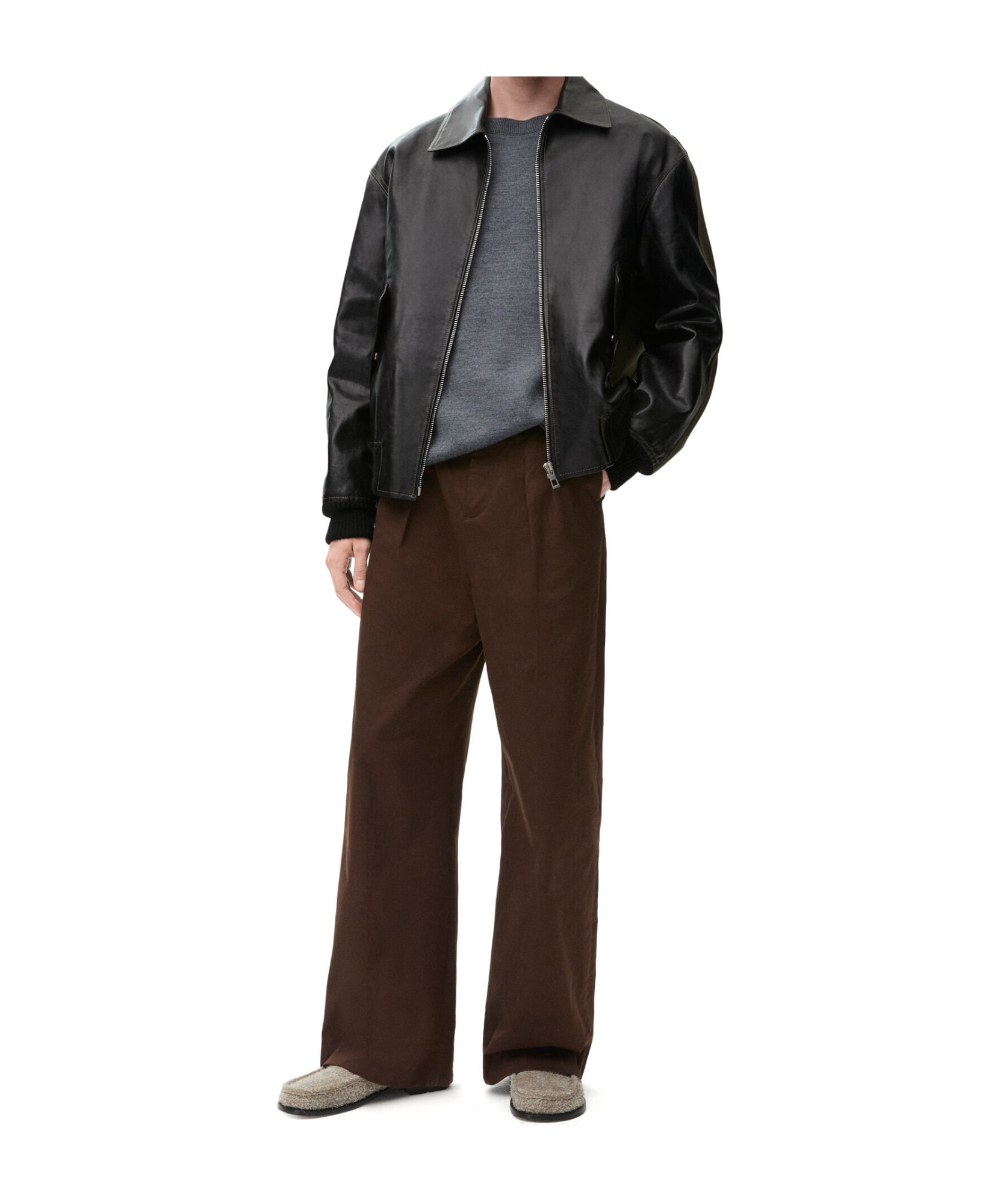 Loewe Leather And Canvas-blend Bomber Jacket In Black