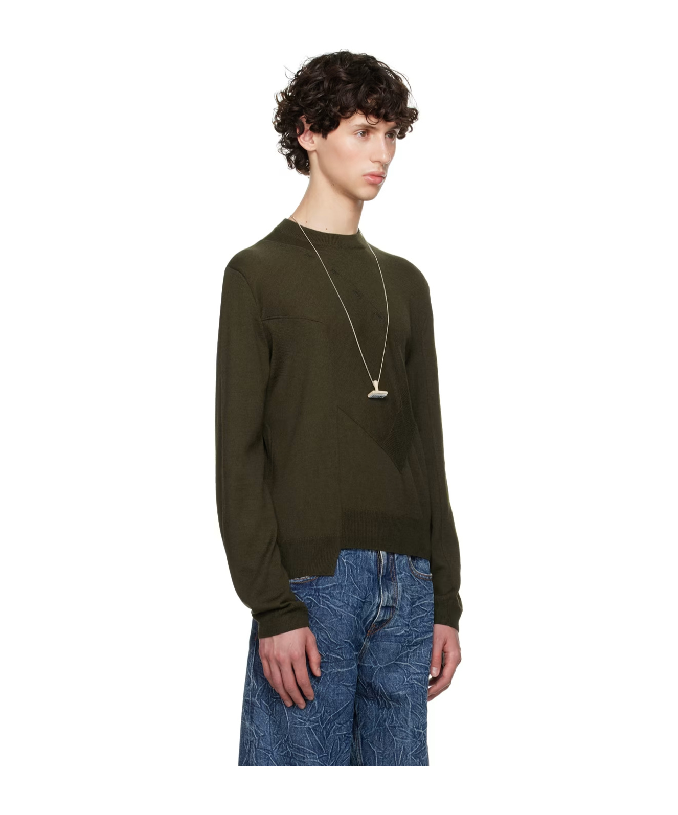 Mm6 Maison Margiela Wool-blend Patchwork Jumper In Green