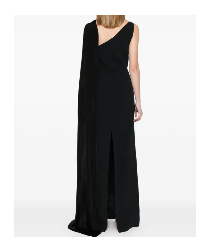 David Koma Draped Tulle And Jersey Gown In Black