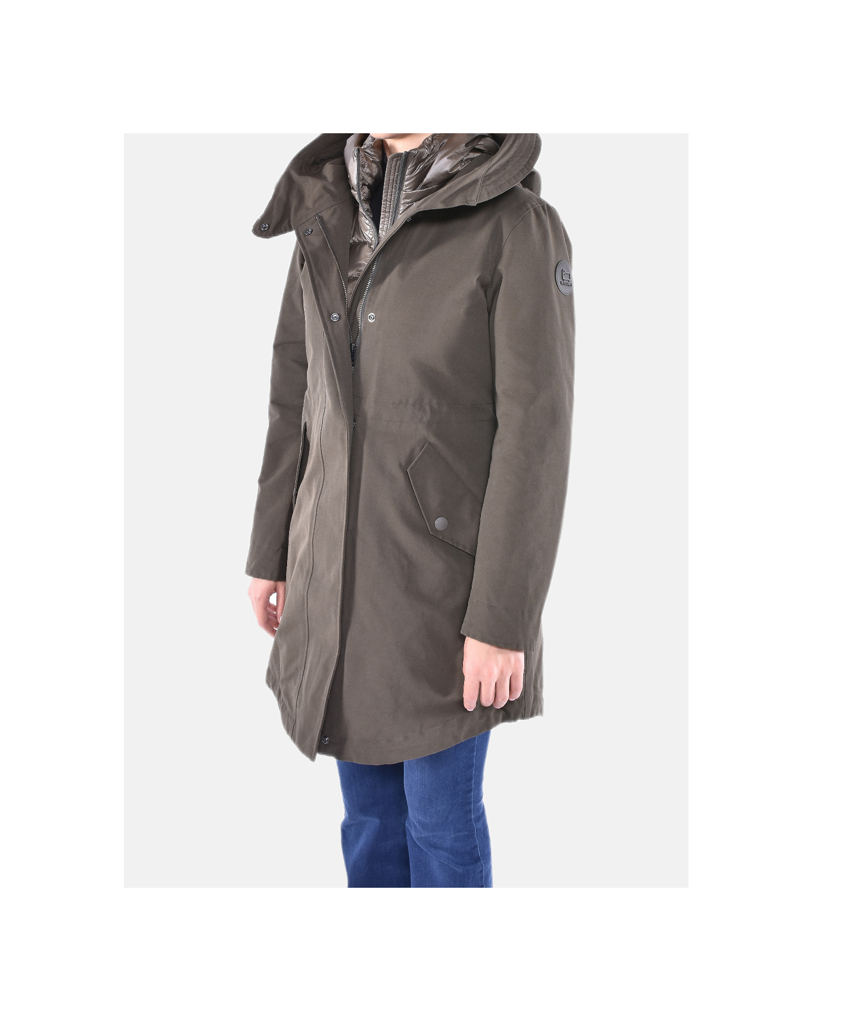 Woolrich Long Military 3in1 Down Parka In Gray