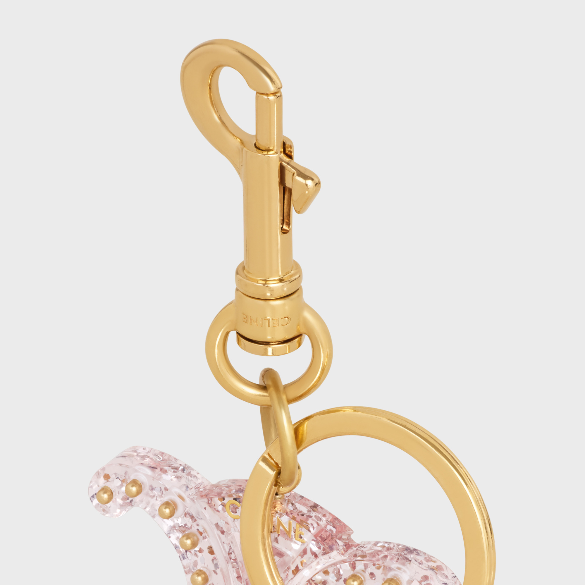 Shop Celine Triomphe Keyring Charm In Plexiglass In Nude