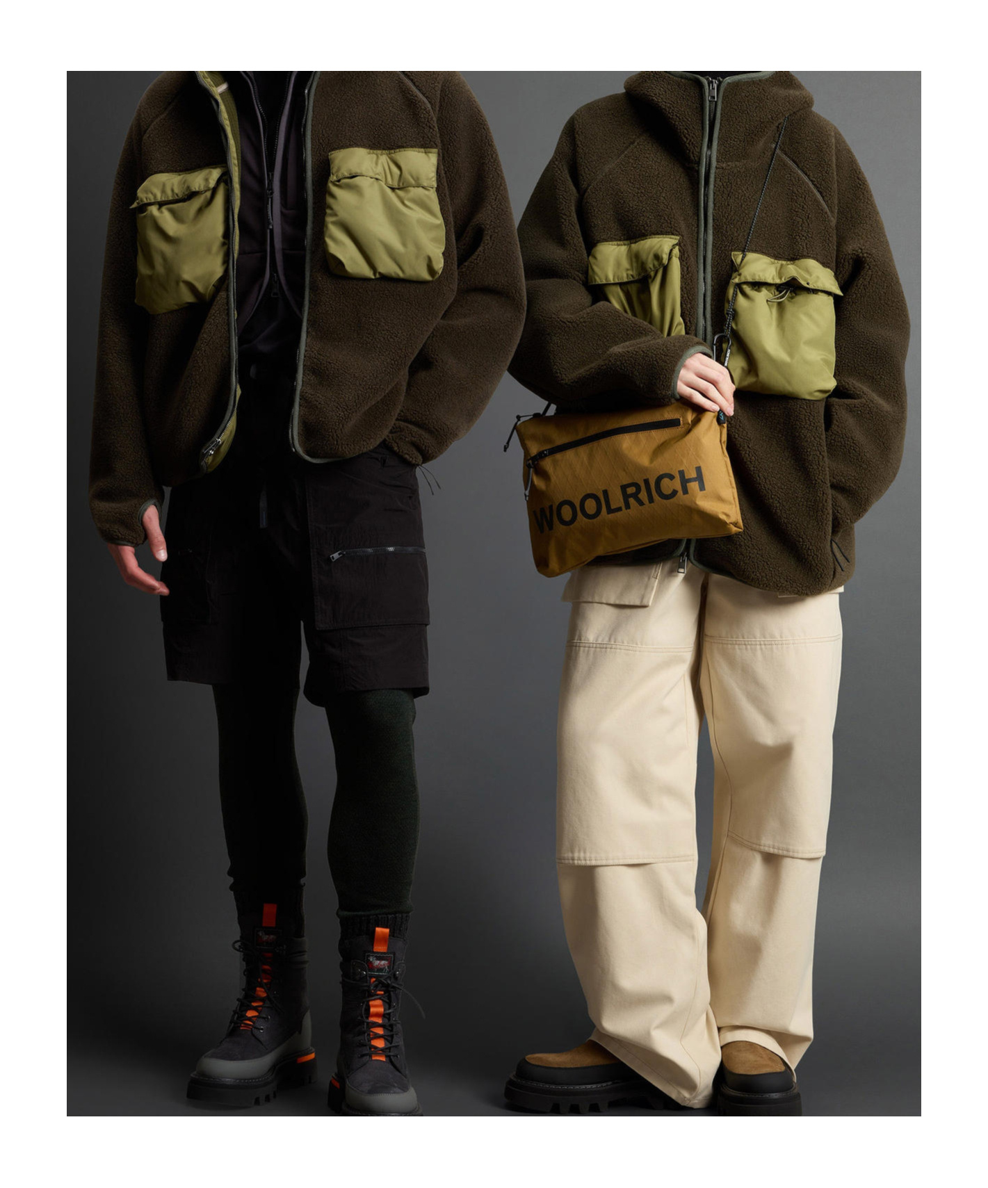 Woolrich Zipper Hoodie In Brown