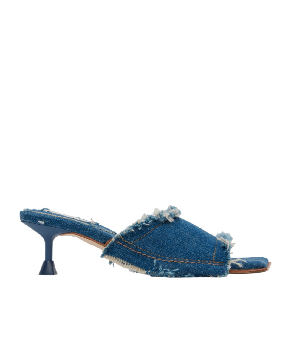 MIISTA DENIM HIGH-HEELED SANDALS