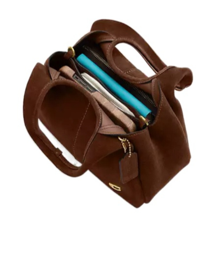 Coach Lana 23 Warm Brown Suede Shoulder Bag In Brown