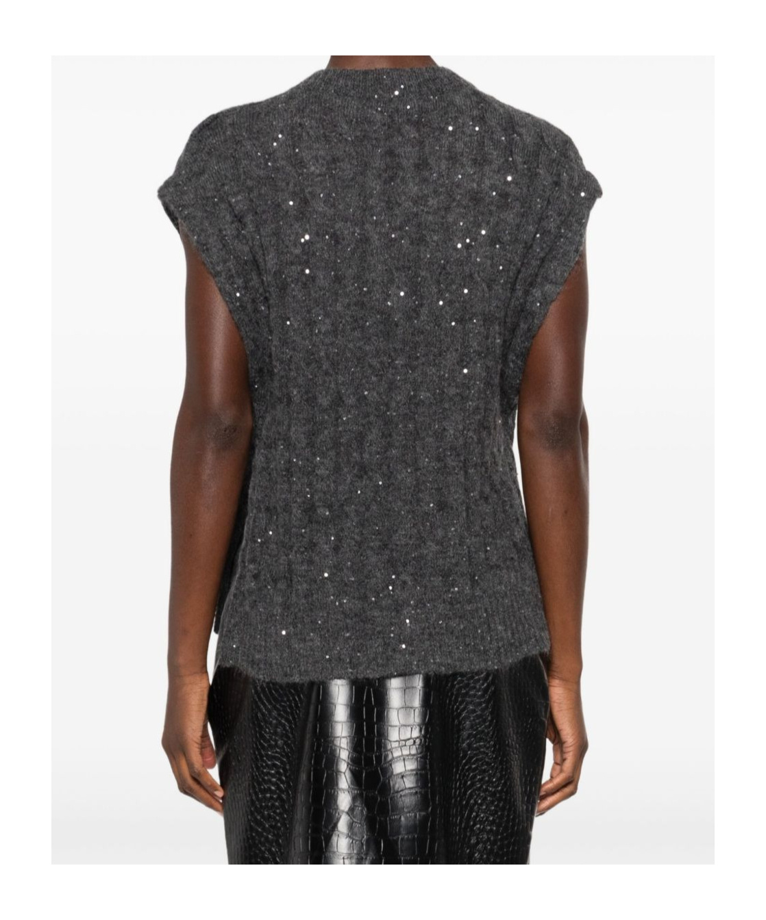 Brunello Cucinelli Sequin-embellished Sleeveless Top In Black