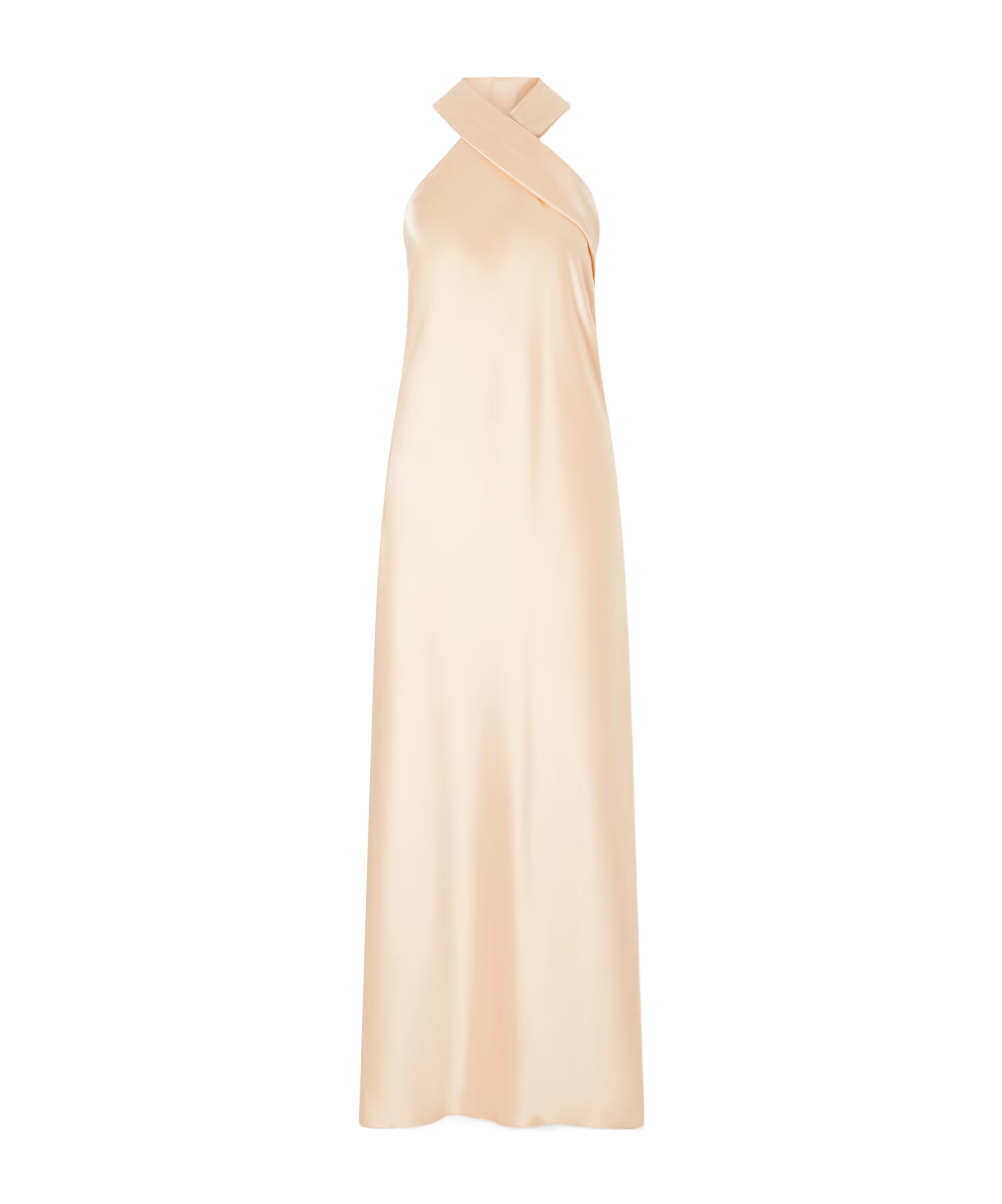 Galvan Pandora Satin Halterneck Midi Dress In Pink
