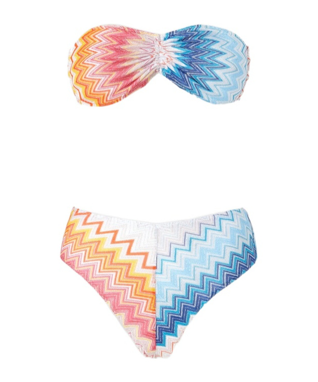 Shop Missoni Zigzag-knit Bikini Set In Blue