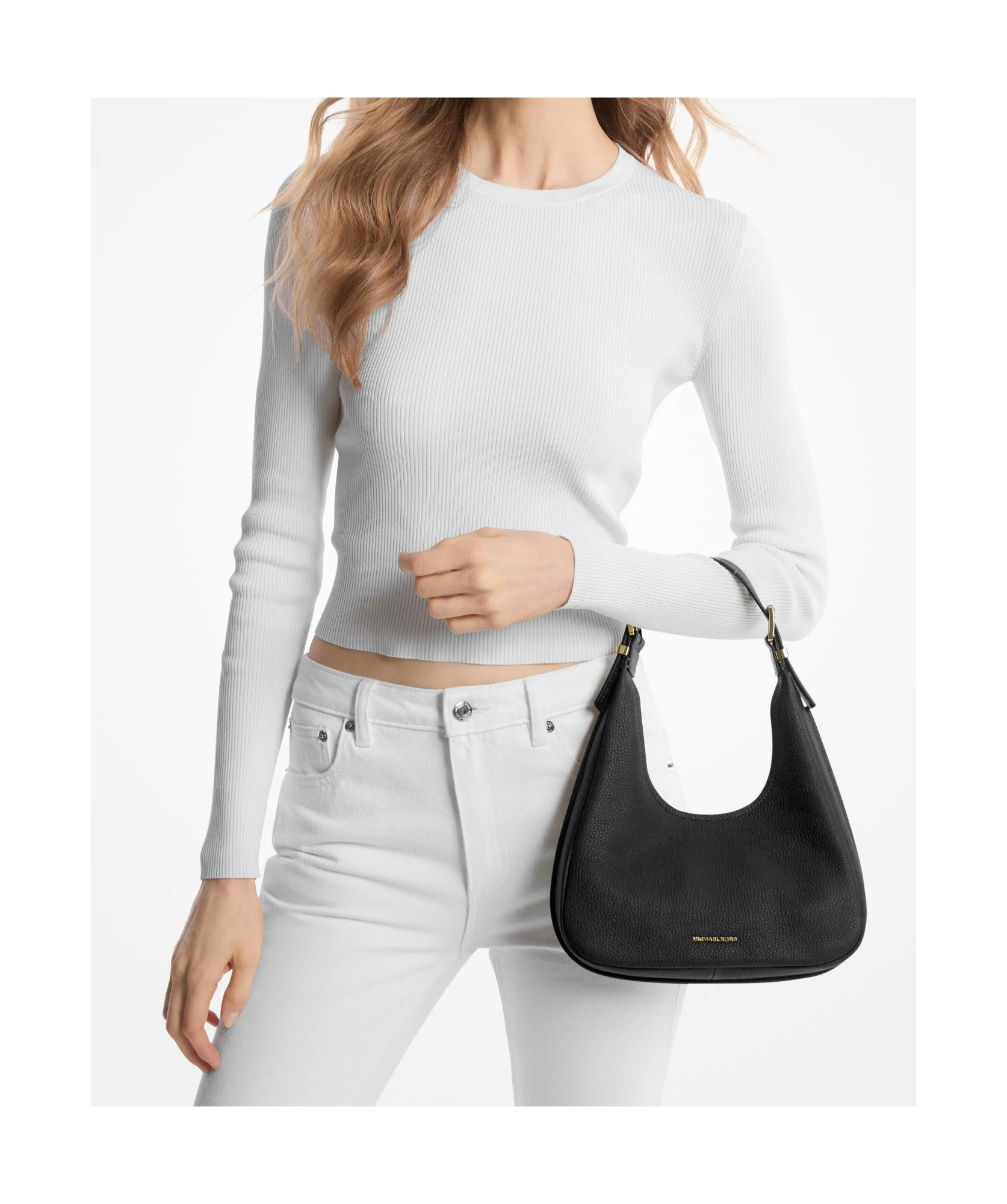 Michael Kors Nolita Small Pebbled Leather Hobo Shoulder Bag In Black