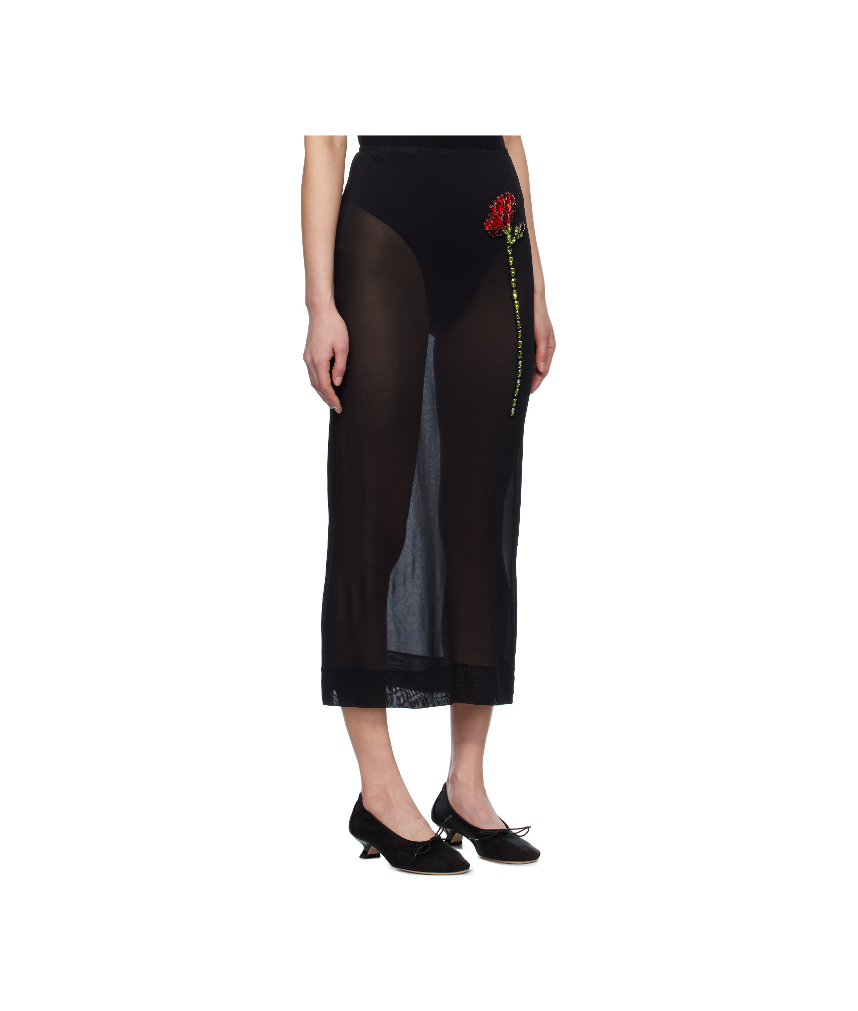 Simone Rocha Embellished Carnation Column Skirt In Black