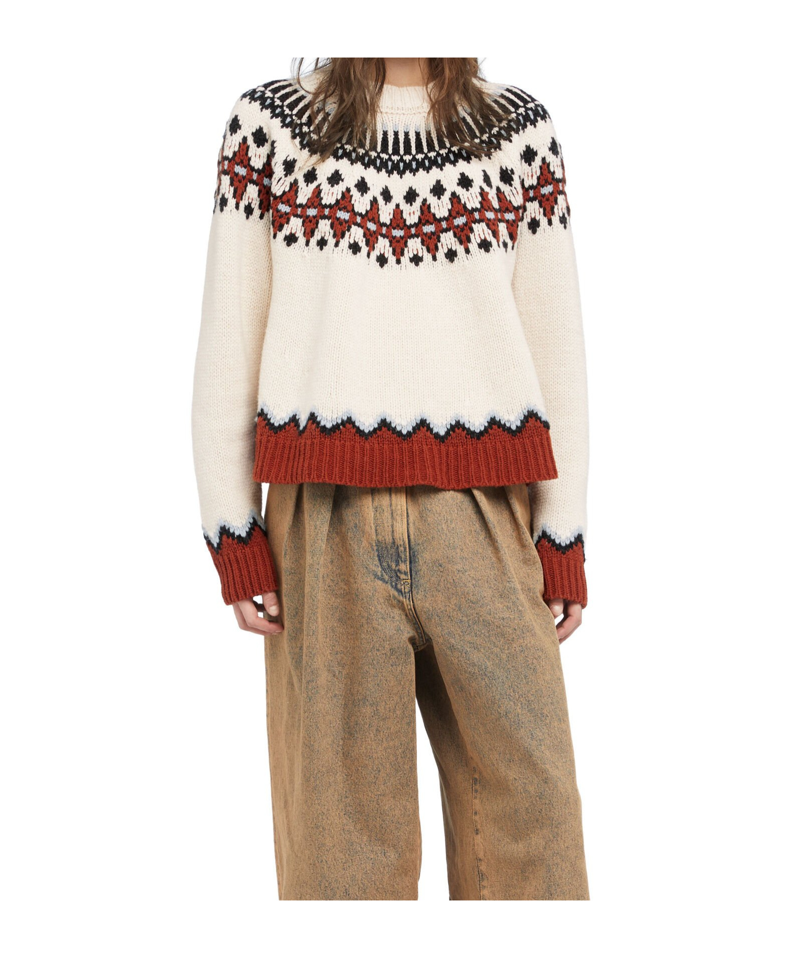 Alanui Fair Isle Patterned Wool Sweater In Neutral