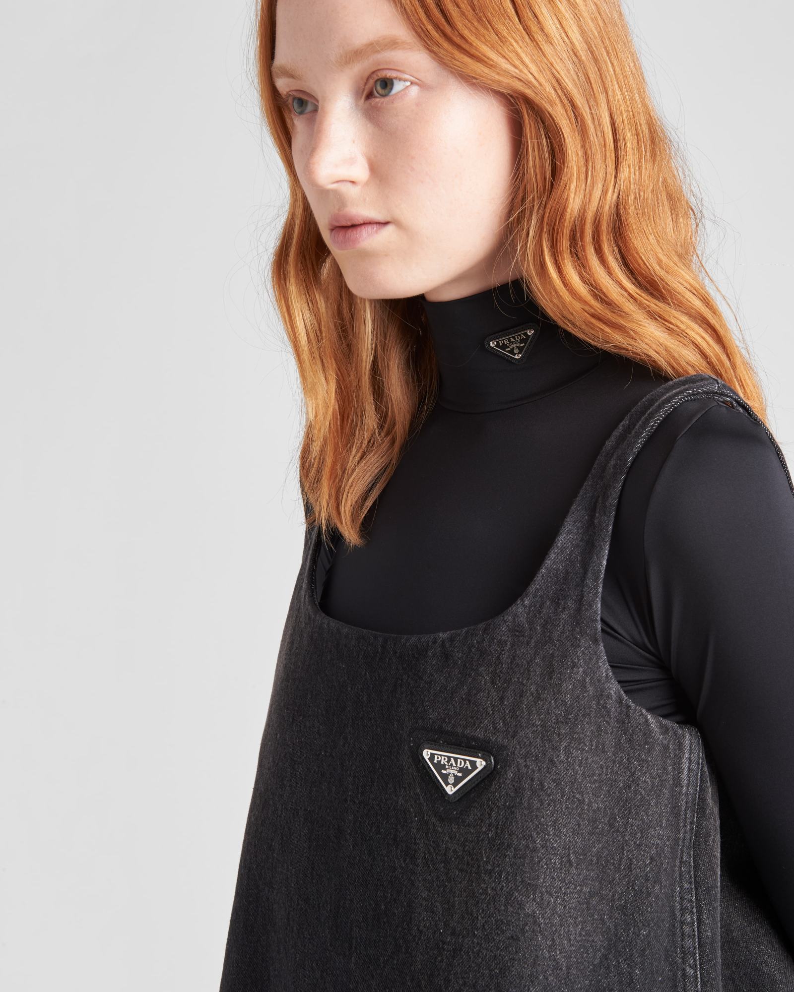 Prada Versatile Stretch Turtleneck Top With Long Sleeves In Black
