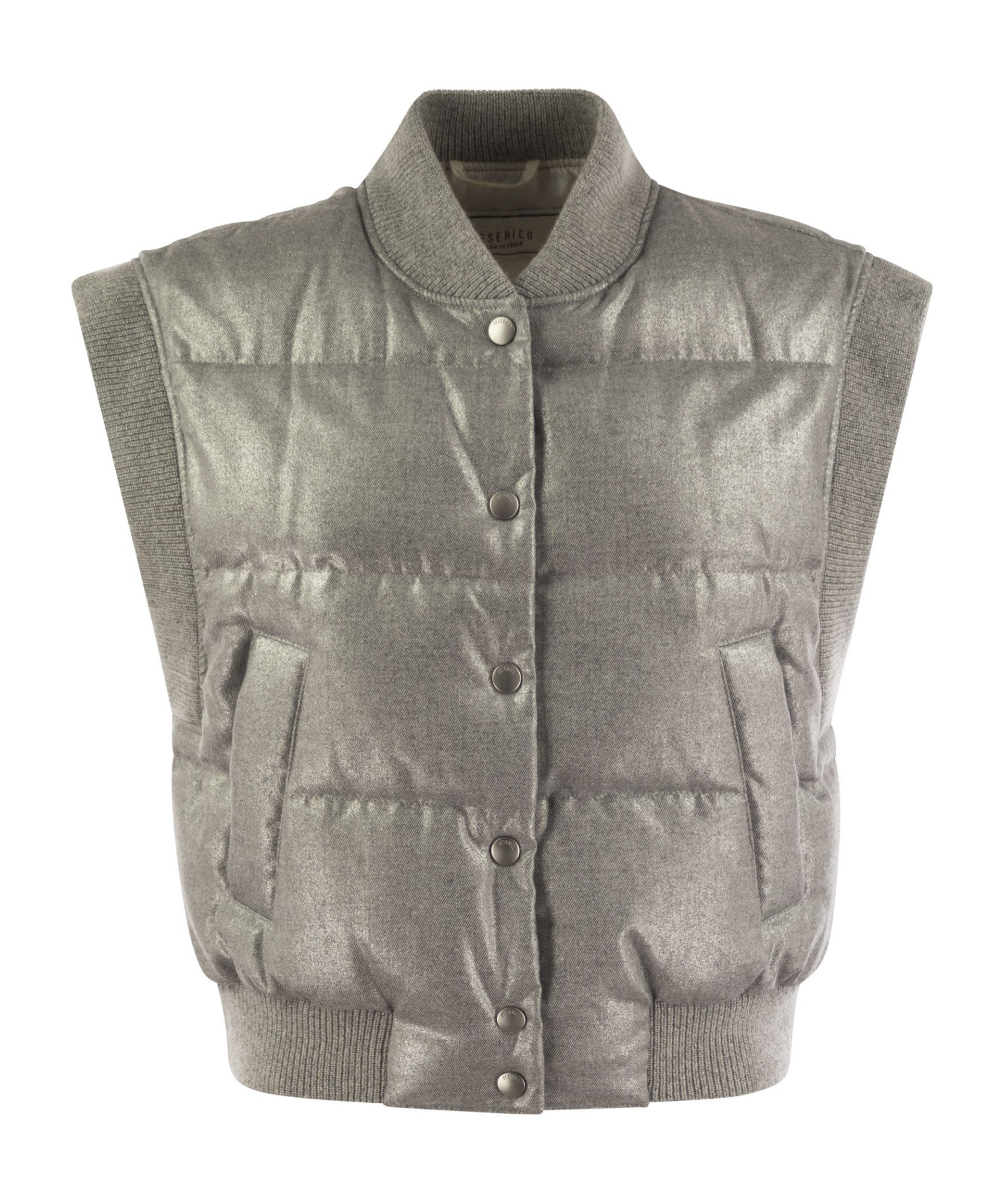 Peserico Down Cropped Vest In Gray