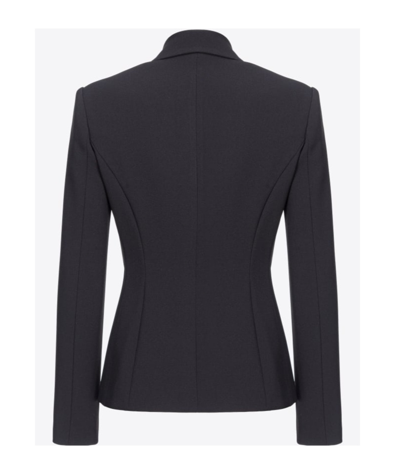 Pinko Zipped Crepe Notch-lapel Blazer In Black