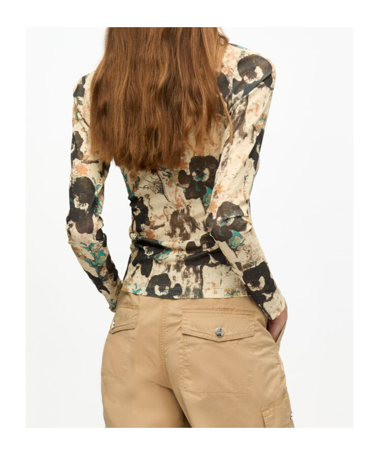 Ganni Camel Washed Cotton Twill Trousers In Nude