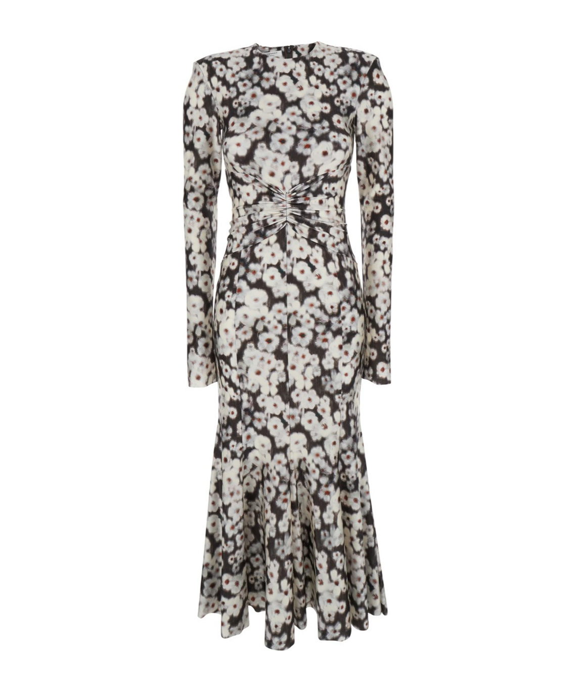 Shop Philosophy Di Lorenzo Serafini Flower Printed Crewneck Midi Dress In Gray