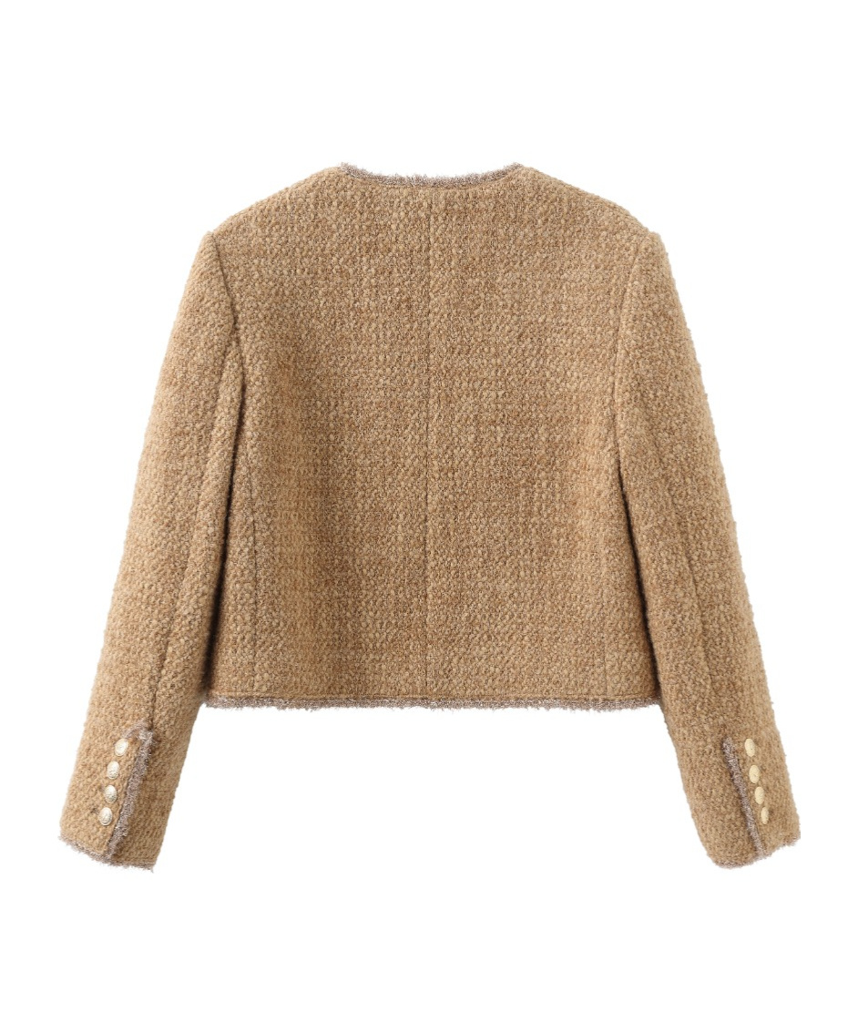 Marissa Chiara Long-sleeved Casual Jacket In Brown