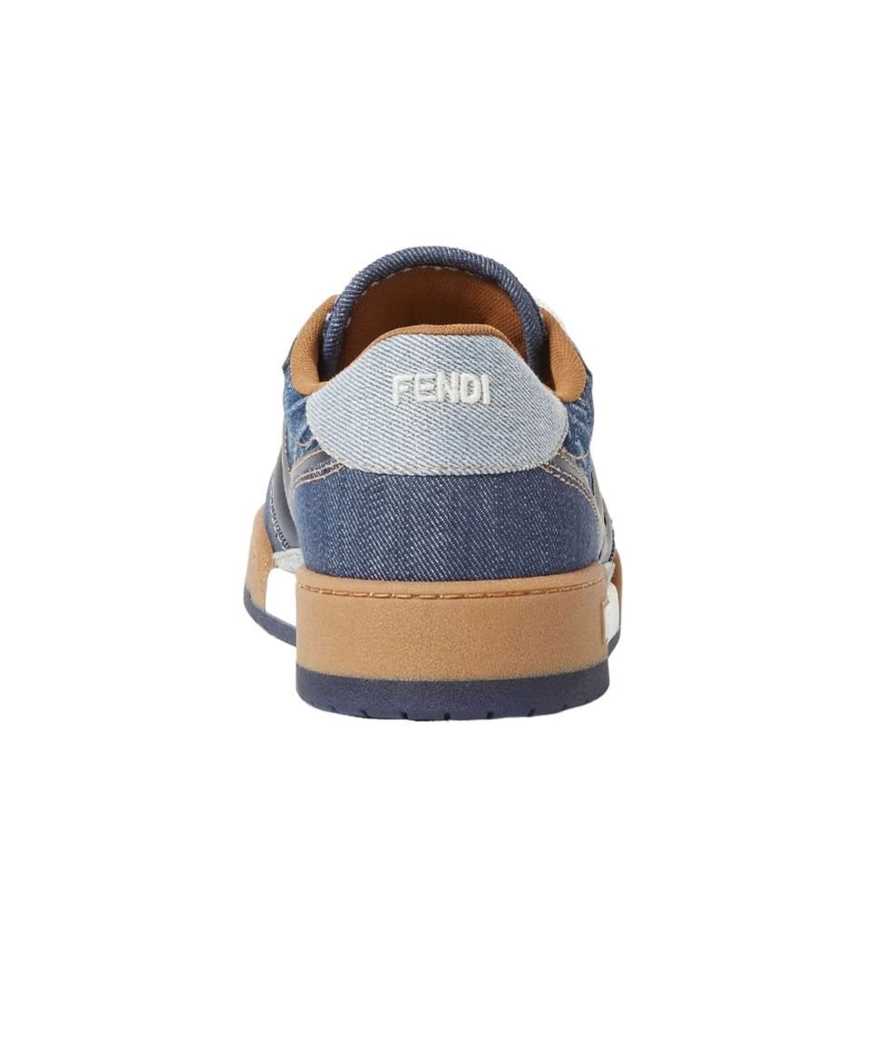 Fendi Match Denim Ff Embossed Sneakers Blue In Blue