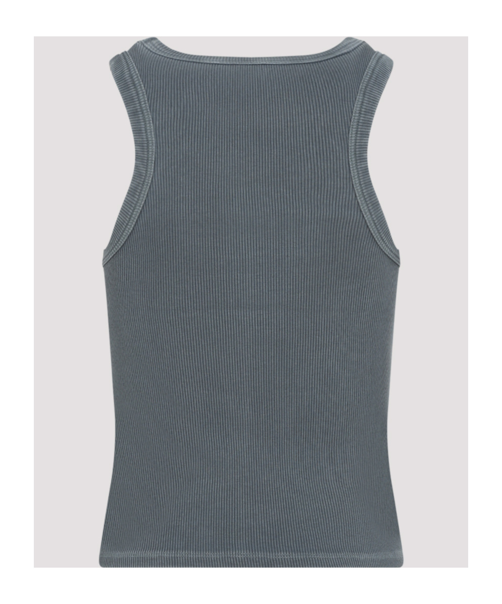 Miu Miu Round Collar Sleeveless Vest In Gray