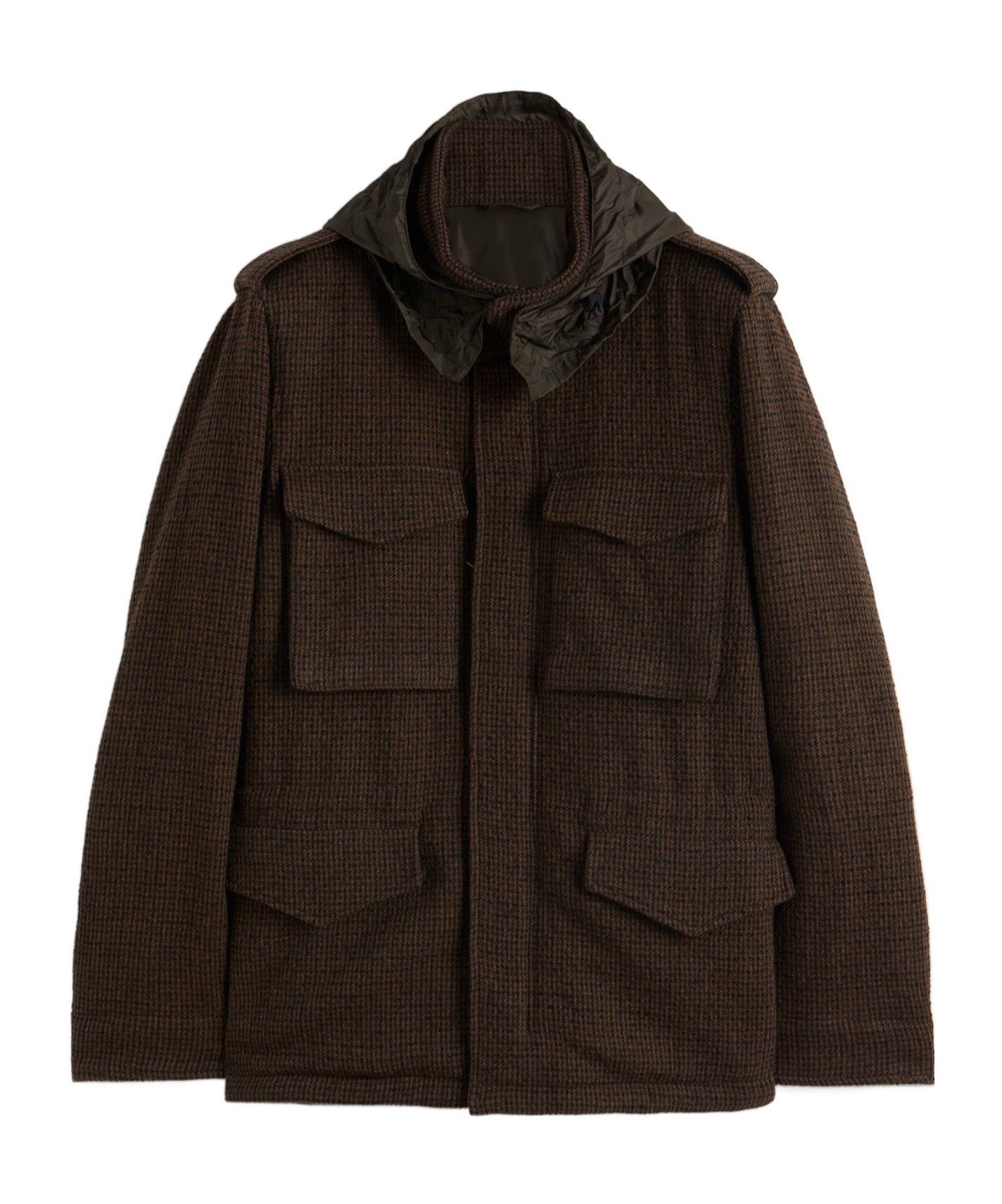 Aspesi Long-sleeved Checked Casual Jacket In Black