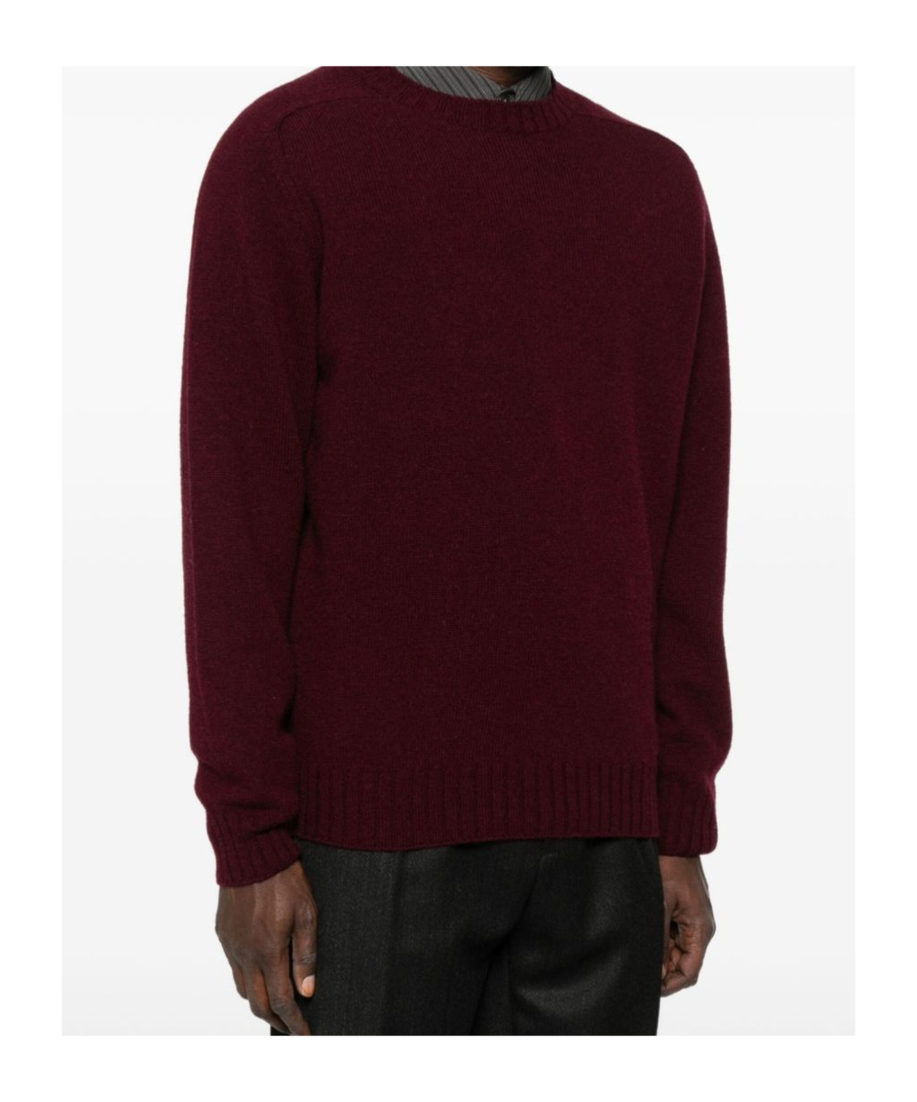 Sebago Deep Red Crew Neck Sweater In Burgundy