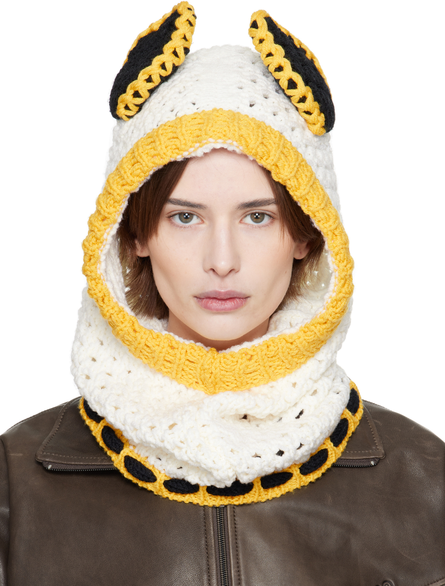 Marni White Wool Balaclava With Ears In White