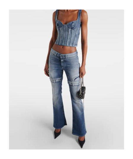 Off-white Denim Bustier In Gray