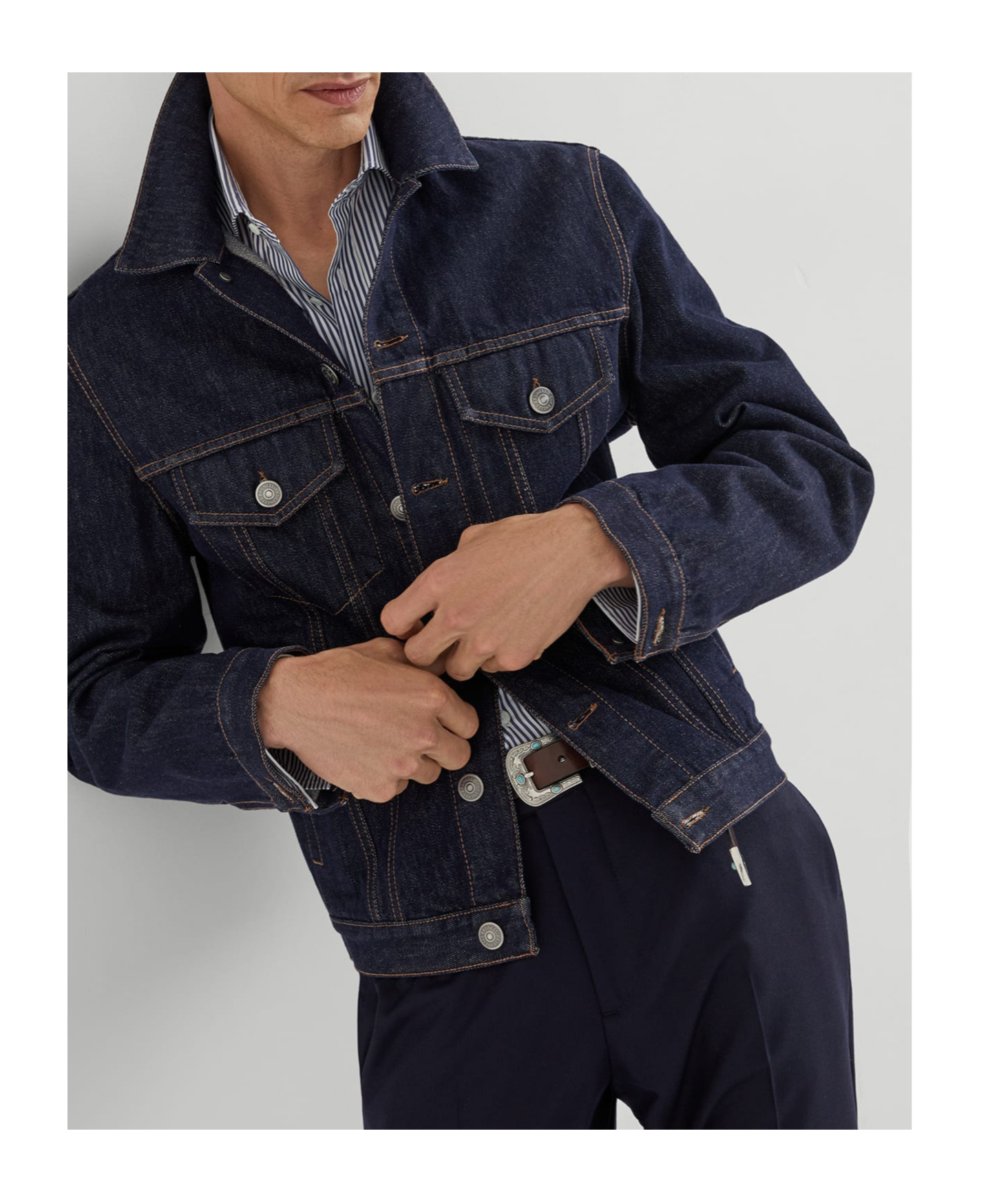 Brunello Cucinelli Striped Cotton Shirt With Button-down Collar In Gray