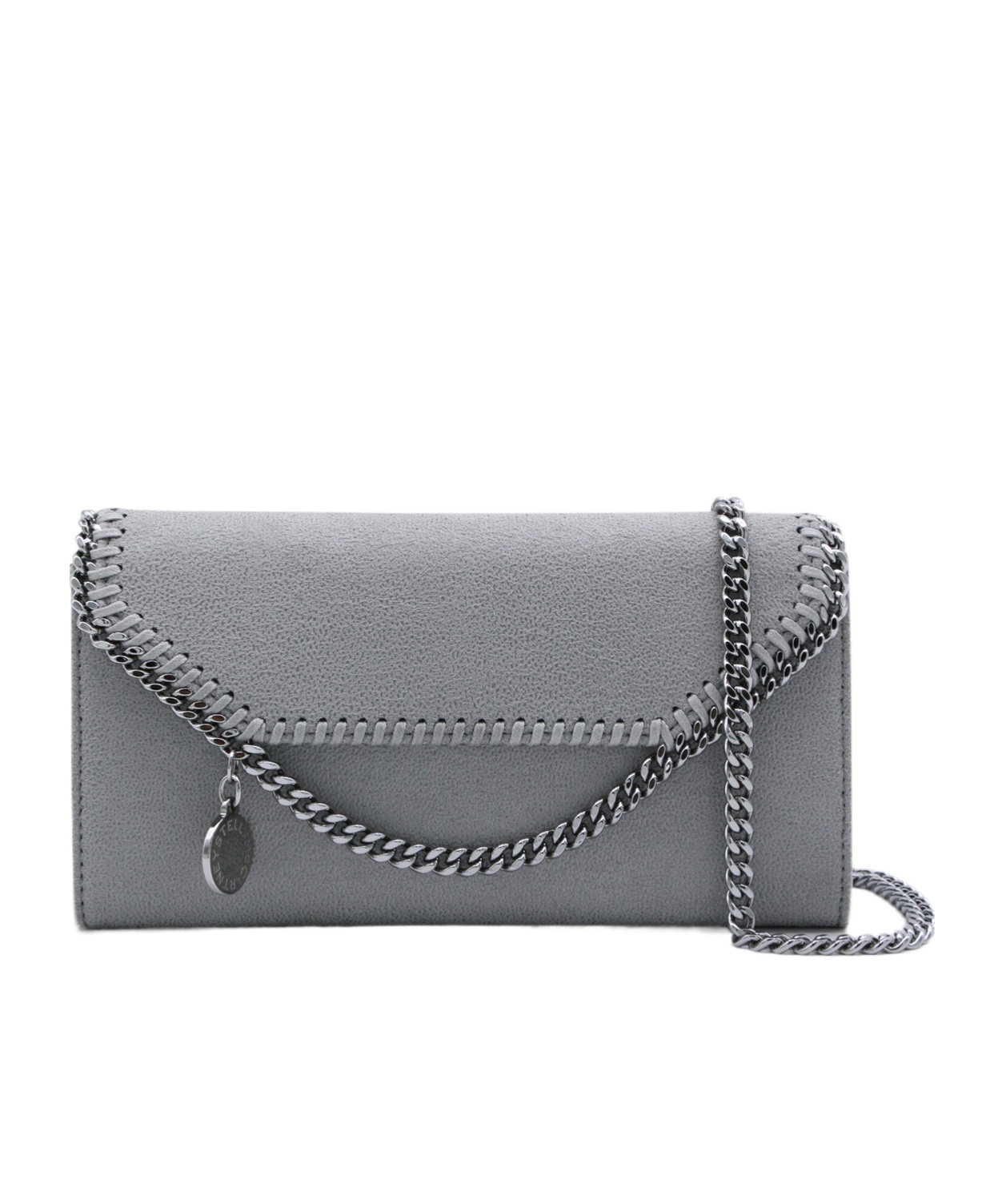 Stella Mccartney Chain Strap Shoulder Bag With Stitch Detailing In Gray