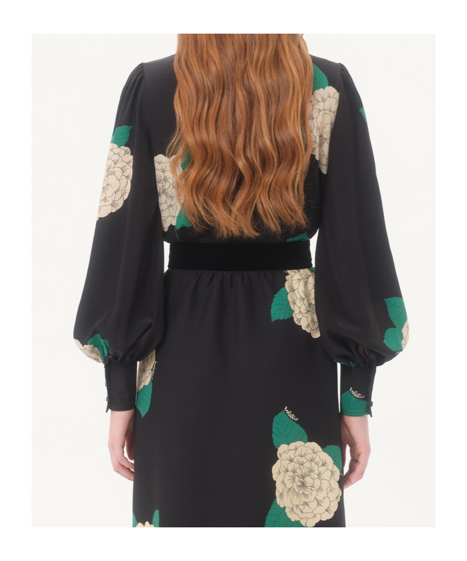 Valentino Crepe De Chine Shirt With Apres L'hiver Print In Black