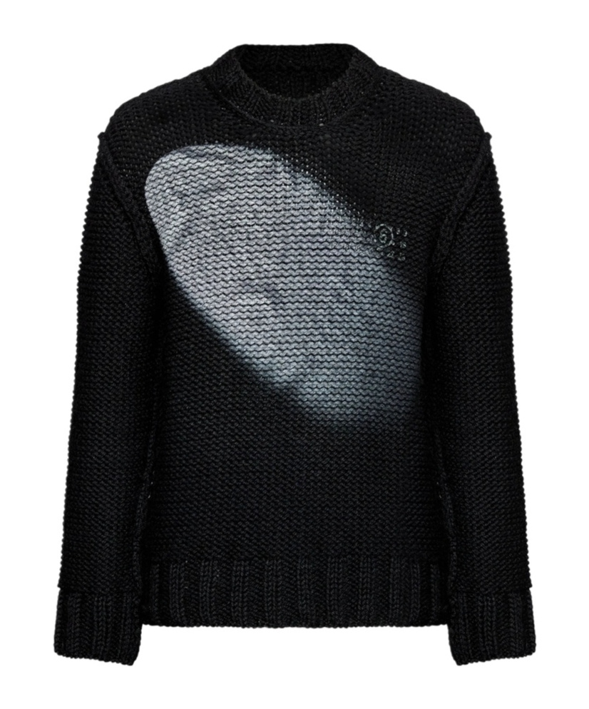 Mm6 Maison Margiela Textured Knit Sweater In Black