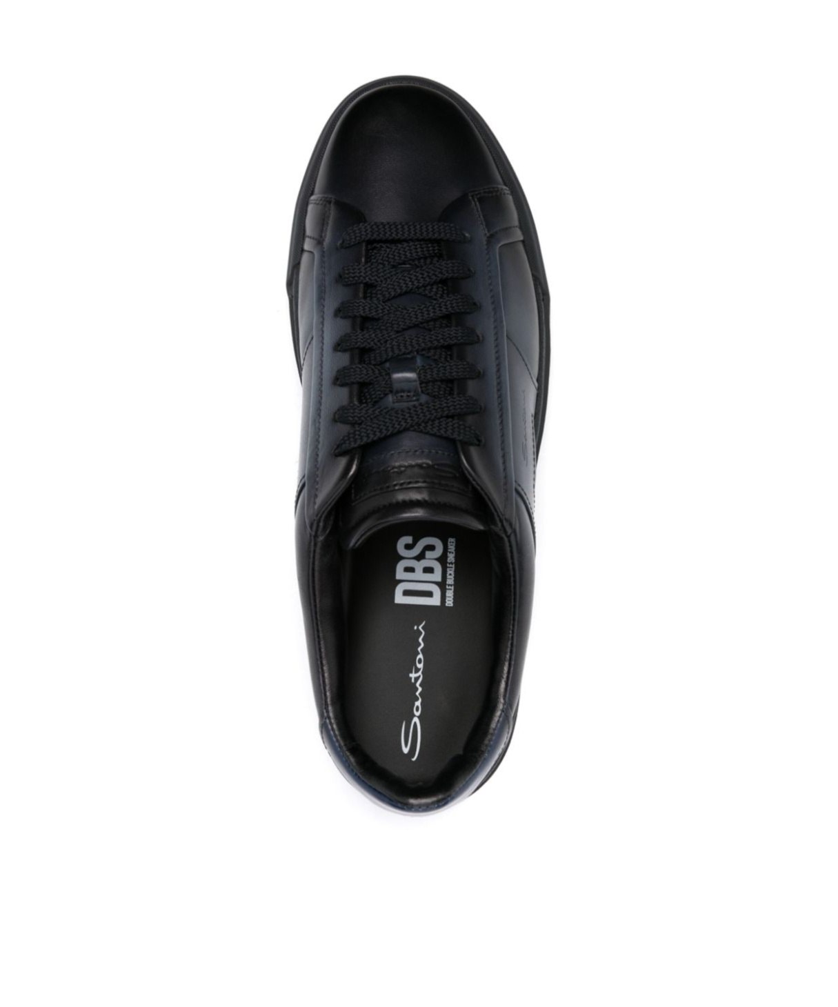 Santoni Logo Almond Toe Low-top Sneakers In Black