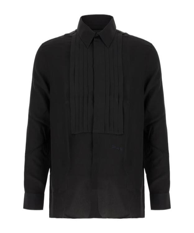 Givenchy Silk Shirt With Front Pleats And Pointed Collar In Black