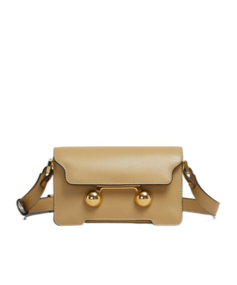 Marni Camel Leather Trunkaroo Mini Shoulder Bag In Nude