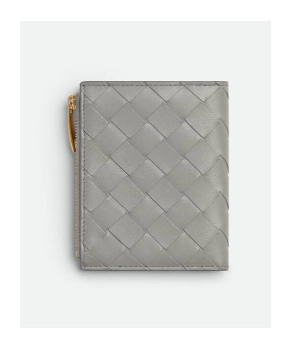 Bottega Veneta Intrecciato Small Bi-fold Wallet In Gray