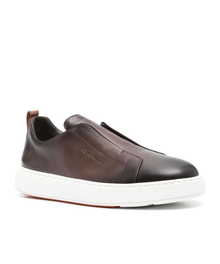 Santoni Mens Clean Icon Victory Leather Low-top Trainers Grey In Multi