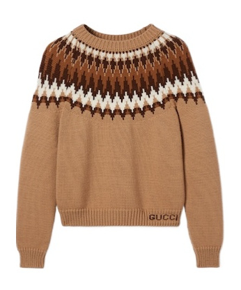 Gucci Sweater With Round Neck In Wool In Brown