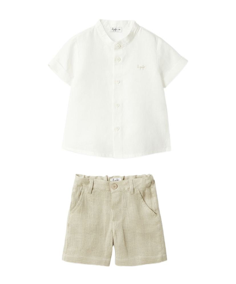 Il Gufo Logo Embroidered Shorts Set In White