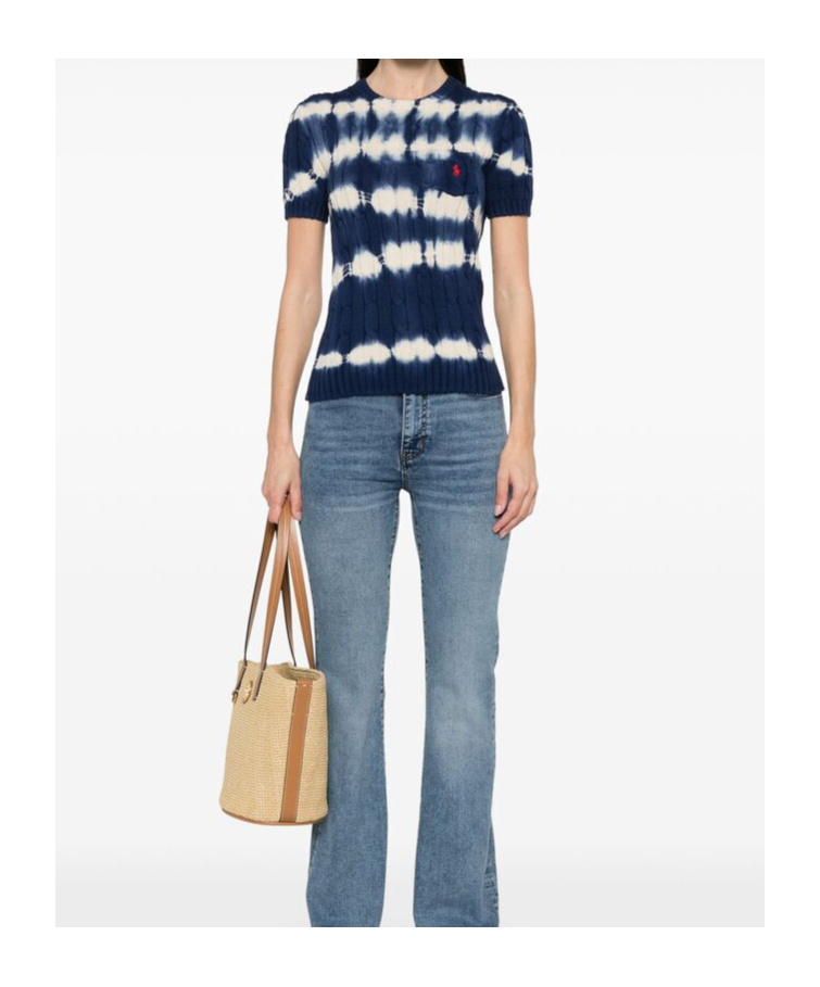 Shop Polo Ralph Lauren Cable-knit T-shirt In Blue